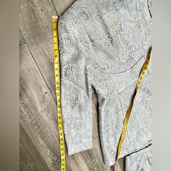 Rickie Freeman Teri Jon Suit Set- jacket & skirt brocade print silver gray sz 2 - Picture 12 of 15